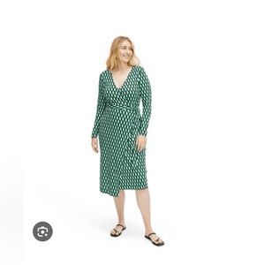 Target Diane Von FURSTENBERG Elegant Green Patterned Dress sz small S EUC